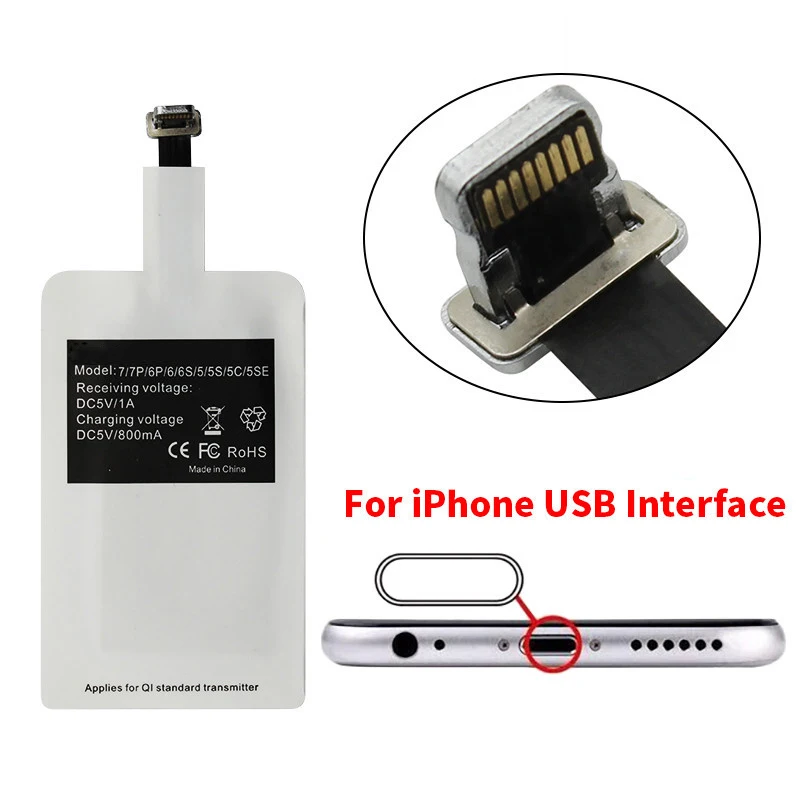 Qi беспроводной зарядный приемник для iPhone 7 6s Plus Micro usb type C универсальное Быстрое беспроводное зарядное устройство для samsung всех смартфонов - Цвет: For Apple
