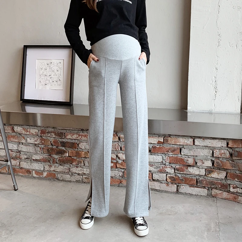 Long-Pants Pregnancy-Trousers Maternity Wide-Leg Straight for Loose Adjustable Autumn