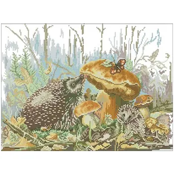 

Hedgehog and mushroom patterns Counted Cross Stitch 11CT 14CT 18CT DIY Cross Stitch Kits Embroidery Needlework Sets home decor