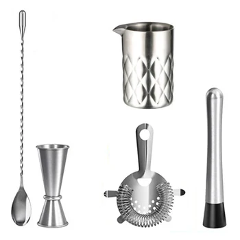 

Bartender Mojito Kit-Stainless Steel Bar Tools with Mixing Glass,Jigger,Bar Spoon,Muddler,Strainer Cocktail Shaker Set
