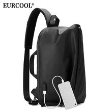 EURCOOL сумка-мессенджер для мужчин, usb зарядка, дорожная сумка через плечо и сумки, большая емкость, 14,3 дюймов, сумка через плечо для ноутбука n1728