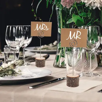 

Fashion Round Wooden Base Photo Clip Memo Name Card Pendant Holder Table Number Stand Clip Wedding Party Supplies 1