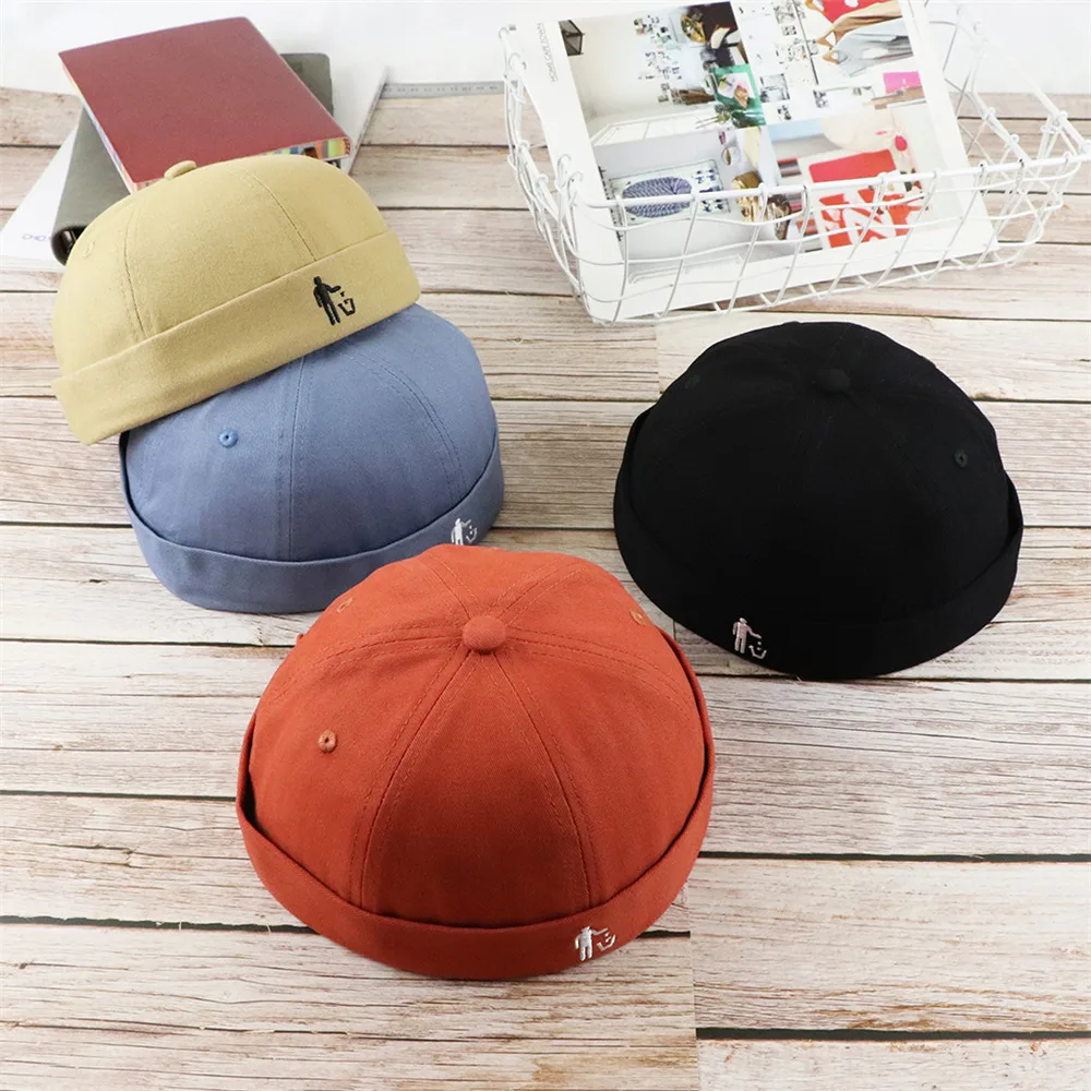 TOHUIYAN, без закручивания, вышивка, без полей, головные уборы для мужчин и женщин, хлопок, Череп, шапка s, Молодежная, без полей, шапка Docker, моряк, шапочка