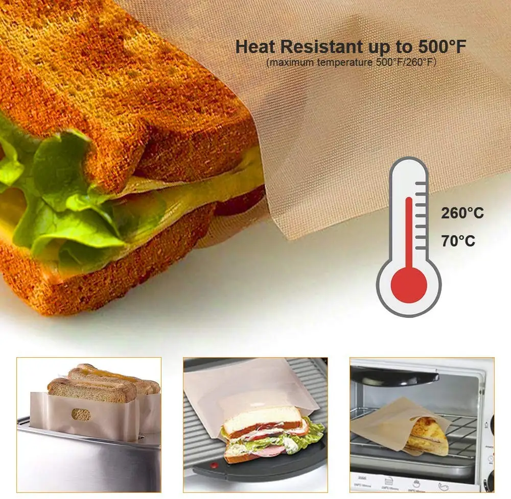 1Pcs Toaster Bags Grilled Cheese Sandwiches Reusable Bag Bread Non-stick L0X6 