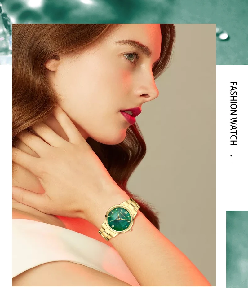2021 NEW Japan Quartz Pearl Oyster Jade Stone White Shell Waterproof Ladies Full Stainless Steel Classic Wrist Watches for Women