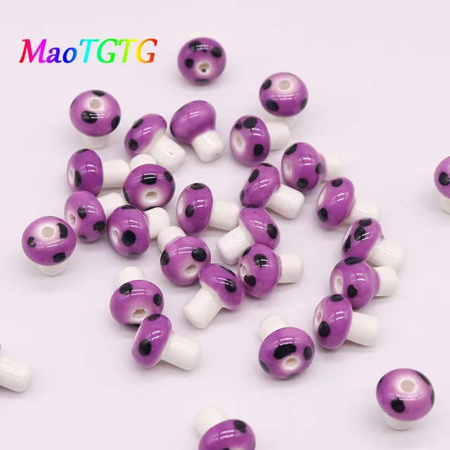 10x12mm Ceramic Mushroom Beads For Jewelry Making Necklace Bracelet Mix Color Handmade Ceramic Spacer Bead Accessories Wholesale A9