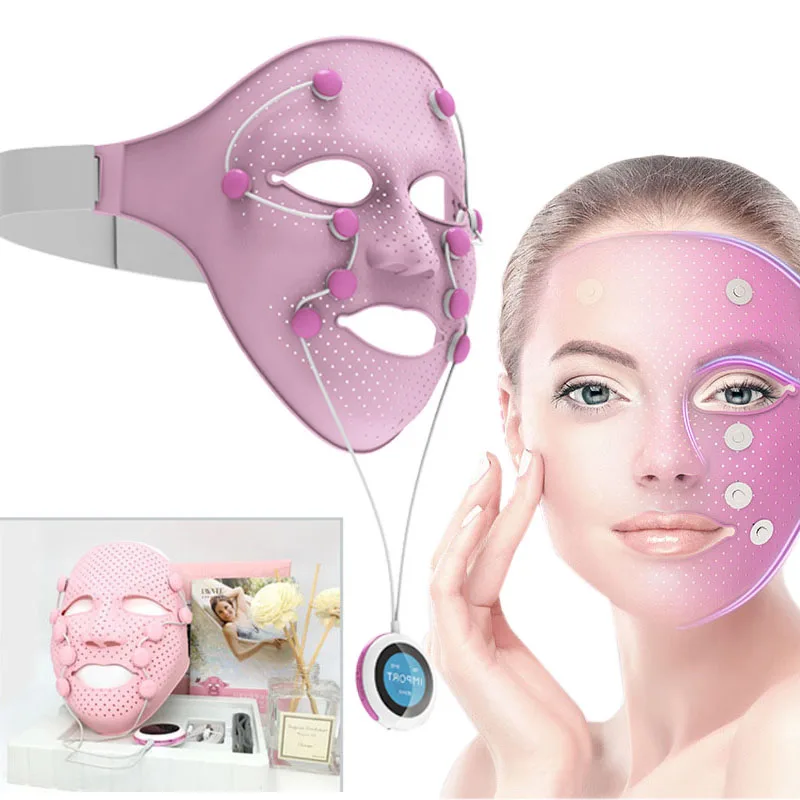 Электрический EMS Вибрационный массажер для красоты лица Спа маска для лица Подтяжка щек для подбородка машина для похудения против морщин магнитный массаж