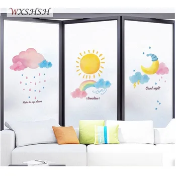 

Custom Size Glass Film Static Cling Cute Hand Painting Pattern Privacy Protection Removable Frosted Decorative Foil 40cmx60cm