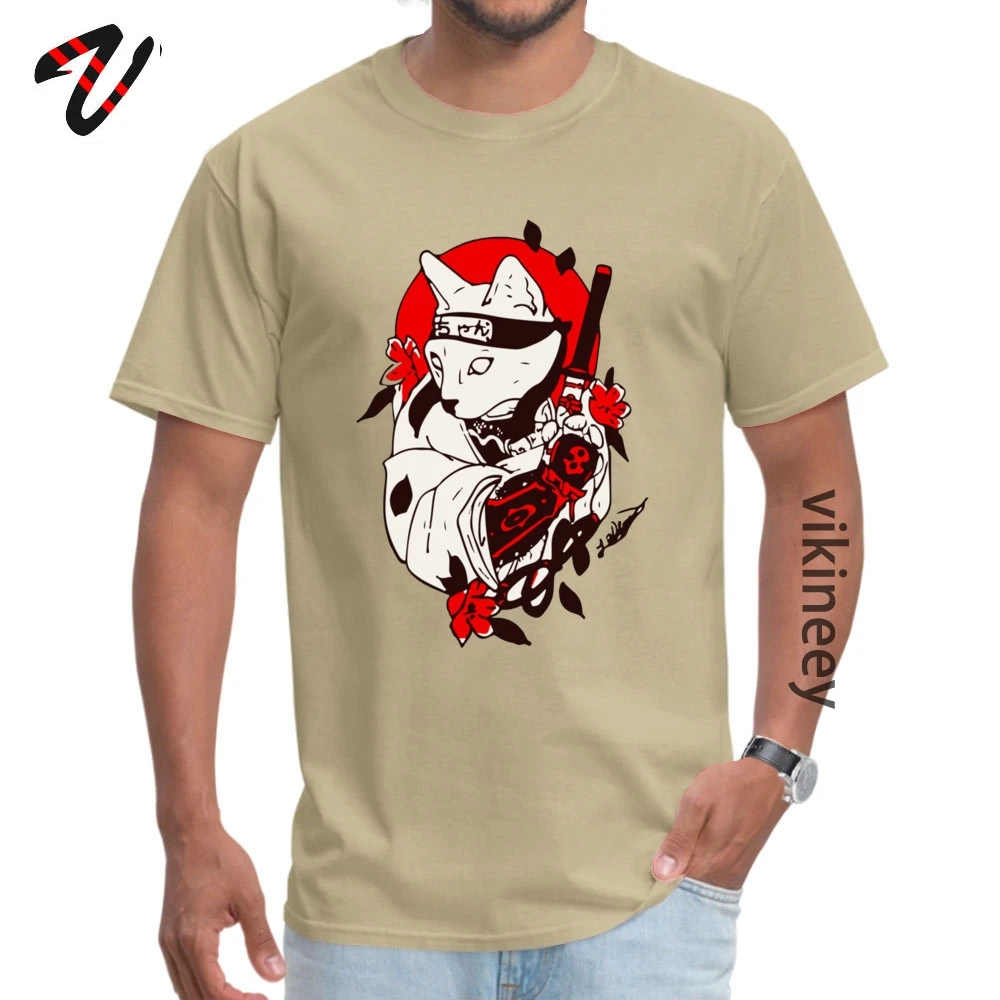 O Neck Catana 100% Cotton Mens Tshirts Normal Short Sleeve Tees 2019 Popular Design T-Shirt Drop Shipping Catana 4809 beige