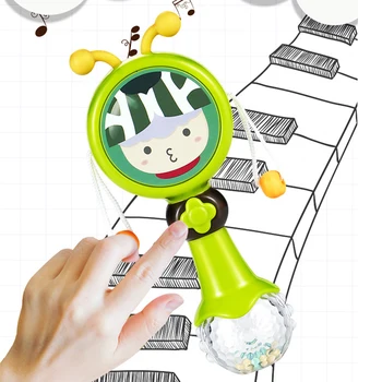

Baby Newborn Rattles Music Toy for Early Development Light-Up Musical Rattle Sensory Toy with Safe Soft Tentacle Teether
