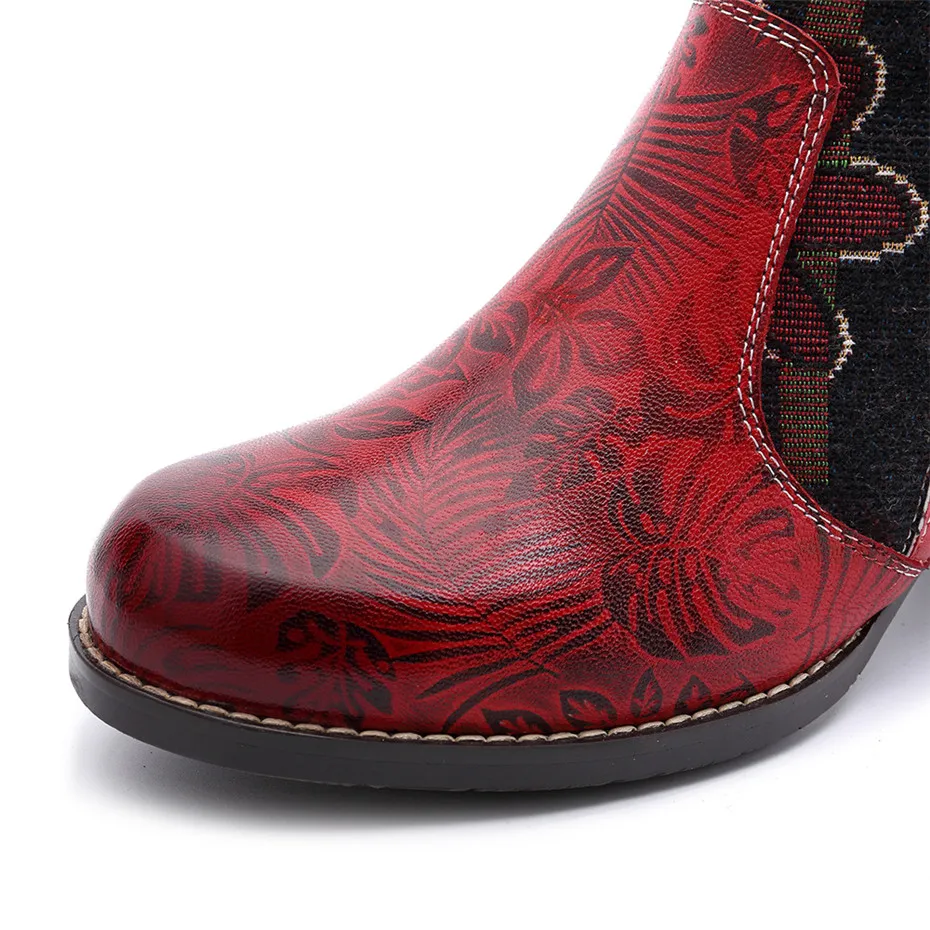 Fashion Patchwork Western Cowboy Boots Women Shoes Bohemian Genuine Leather Shoes Woman Vintage Side Zip Knee High Riding Boots (4)