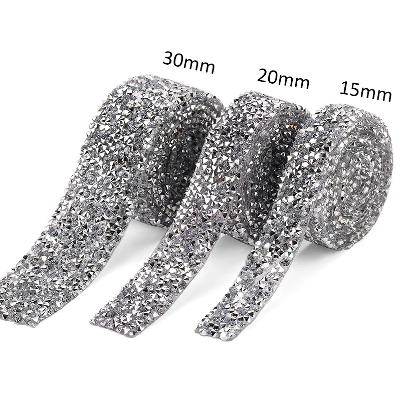 3Yards Multi-color Rhinestones Trim Set Glitter Crystal Ribbon