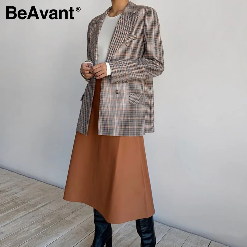 BeAvant, Классический Клетчатый Повседневный Женский блейзер, костюмы, двубортный, модные блейзеры, пальто, брюки, наборы, женский пиджак с длинным рукавом для офиса