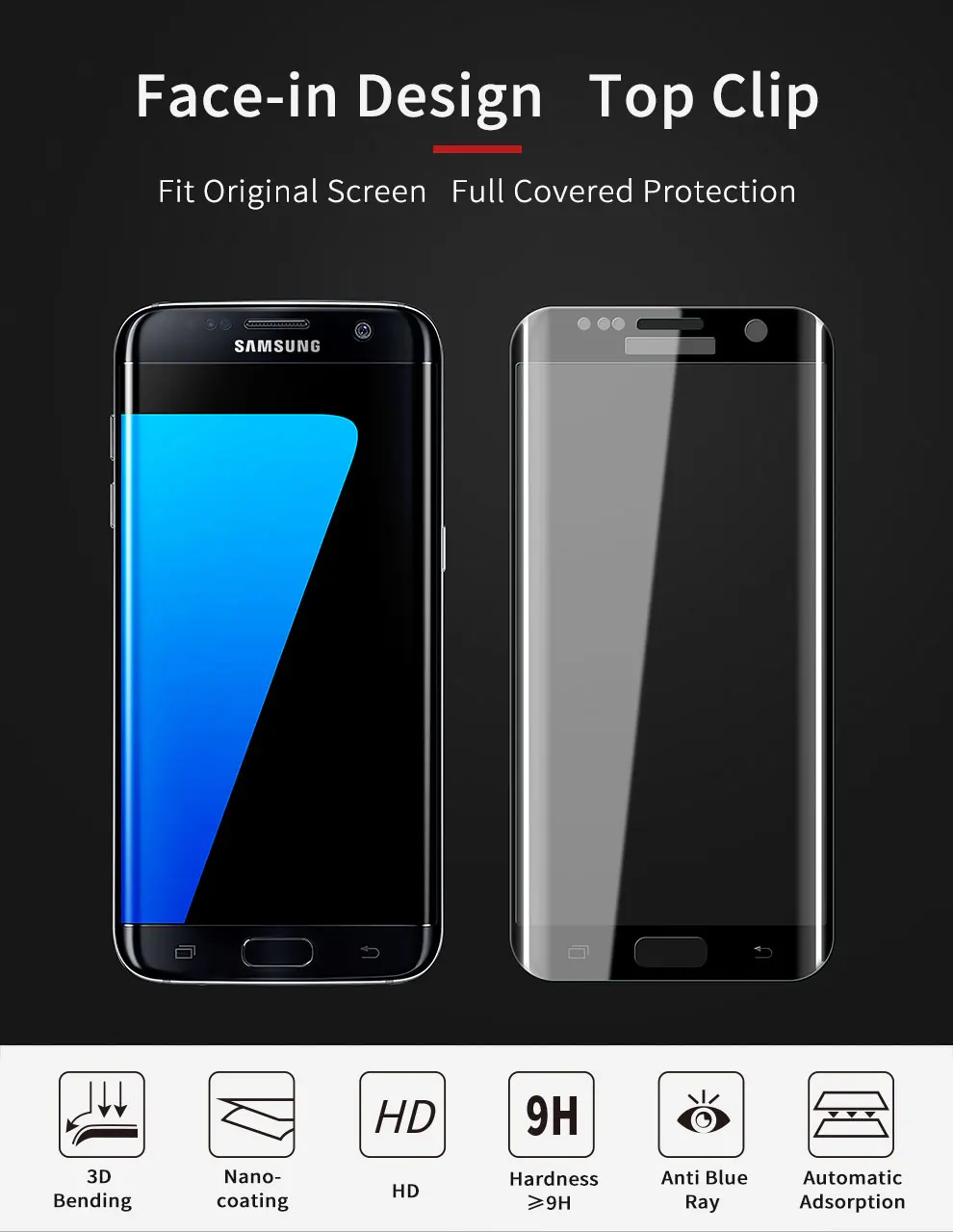mobile screen guard 3D Full Cover Tempered Glass For Samsung Galaxy S7 edge Screen Protector For Galaxy S7 For Galaxy S6 Edge Transparent glass film phone tempered glass