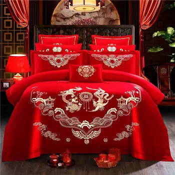 

2019 New Wedding Bedding Sets Series Home Textile Beautiful Pattern Duvet Cover Sets 4/6pcs Wedding Gifts