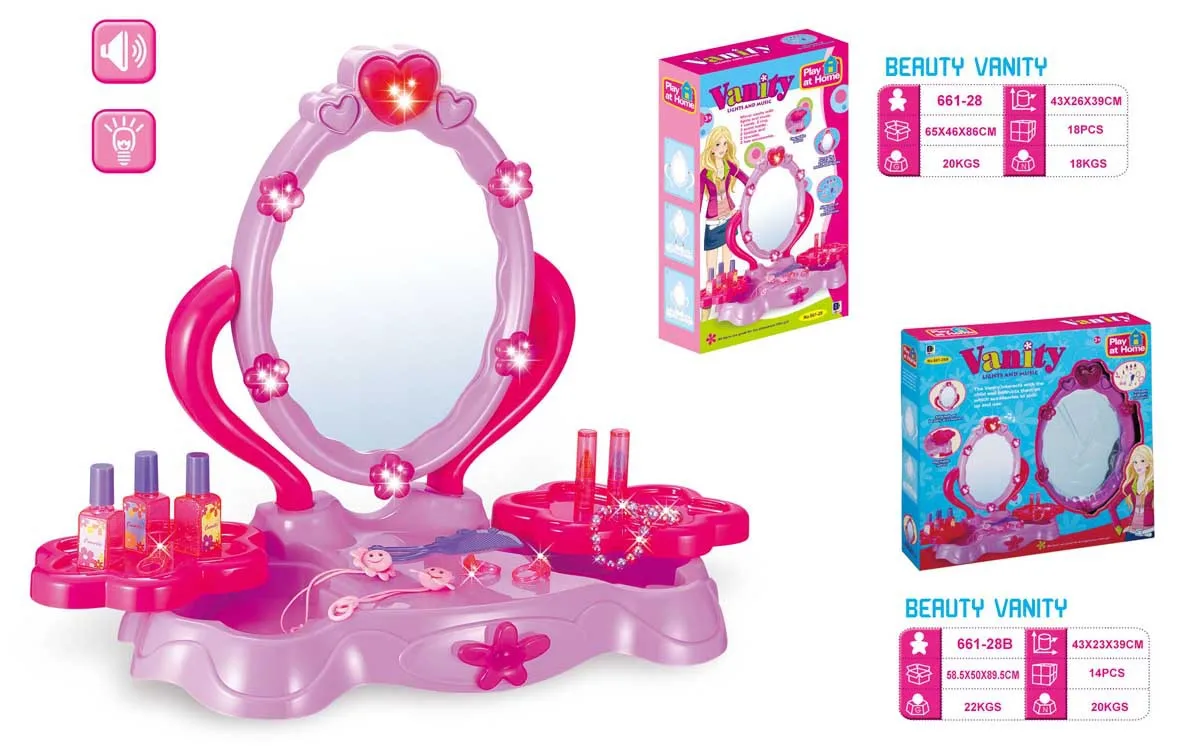 

Children Play House Toys Colorful Lighting Music Dresser Multi-functional Princess GIRL'S Dressing Table
