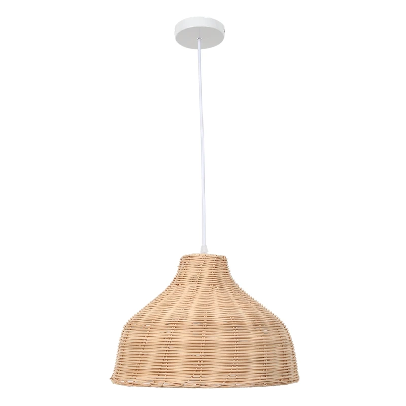 

Rattan Hanging Lamp E27 Pendant Light Nordic Chandelier for Kitchen Bedroom Living Room Restaurant Hotel Fixture (35cm in Diamet