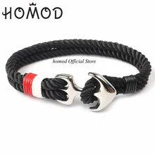 Homod браслет с якорем из нержавеющей стали мужской Шарм морской выживания Веревка Цепь-Паракорд Браслет Женский обернуть металлический спортивный крючок
