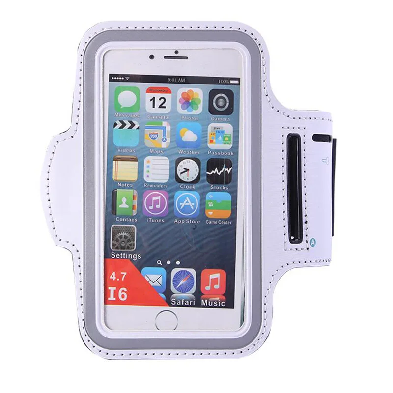 White Universal Cell Phone Sports Arm Bag Running Fitness Strap Pouch Pocket Unisex - Цвет: White