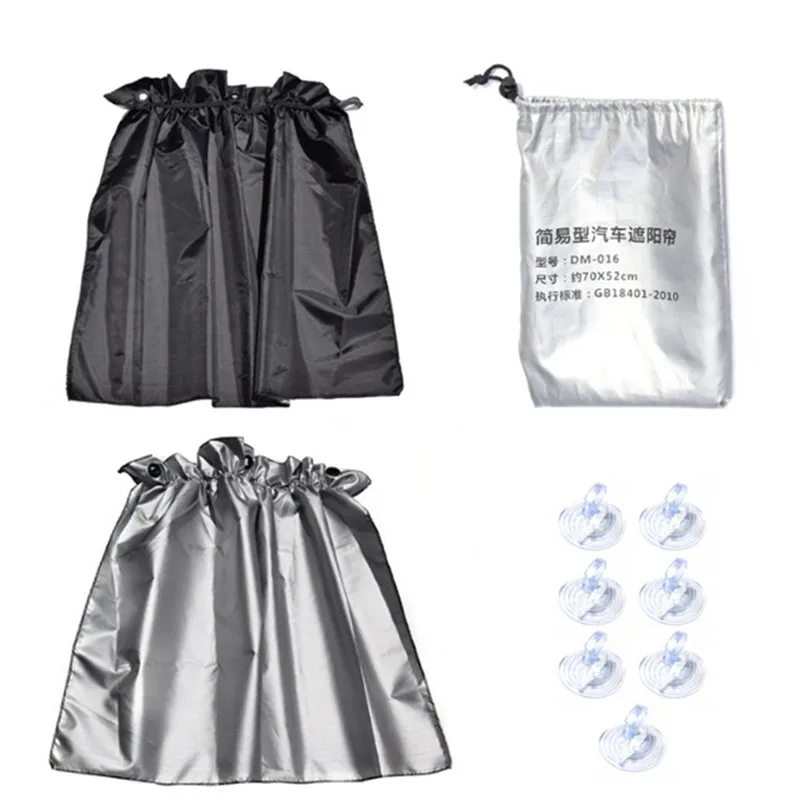 Hot sale 2pcs/lot sunshade curtain sucker universal car sunscreen insulation silvering blackout curtains side | - Цена: 