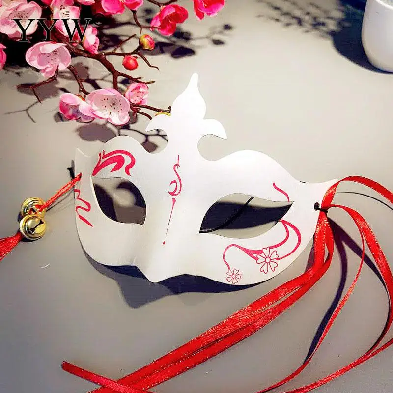 Аниме лиса косплейные маски для лица Карнавальная маска для вечеринки маскарад маски костюмы на Хэллоуин маска на пол-лица маска для глаз, маска Япония Стиль - Цвет: 2