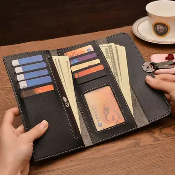 

WOMEN'S Long Wallet Korean-style Buckle Three Fold Soft Leather Wallet Card Bit More Wallet WOMEN'S Bag Set