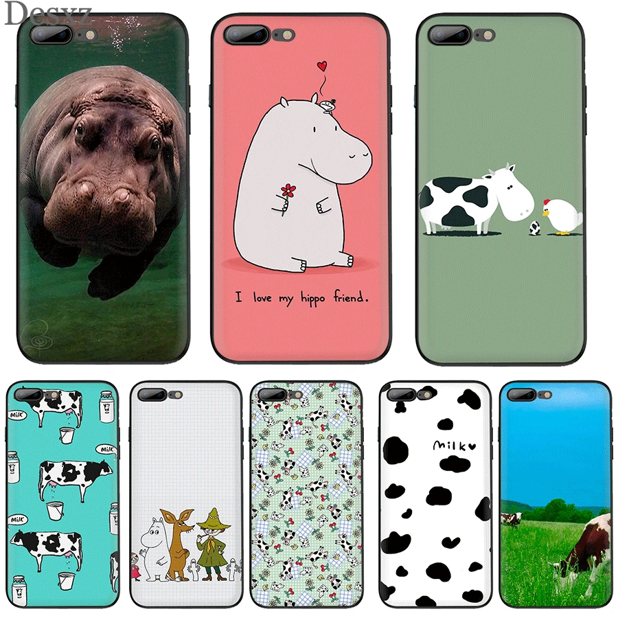 Mobile Phone Case TPU for iPhone 7 8 6 6S Plus 11 Pro X XS Max 5 5S SE XR Aninal Hippo Cow Shell Casing | Мобильные телефоны и