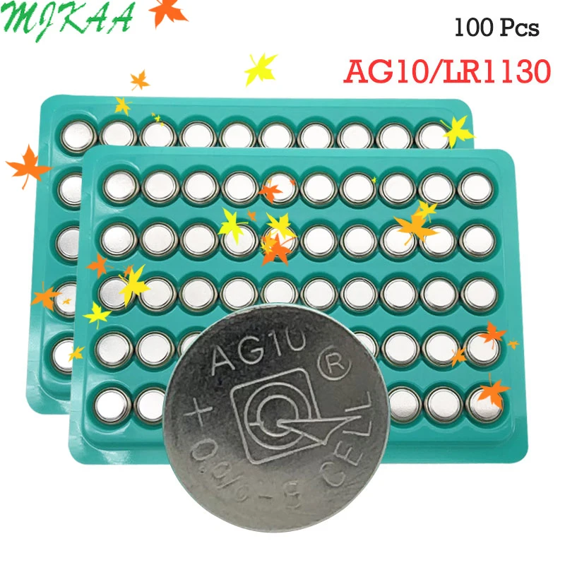 Cheap 100pcs Ag10 Lr54 Cell Coin Alkaline 1.55v Sr54 389 189 Lr1130