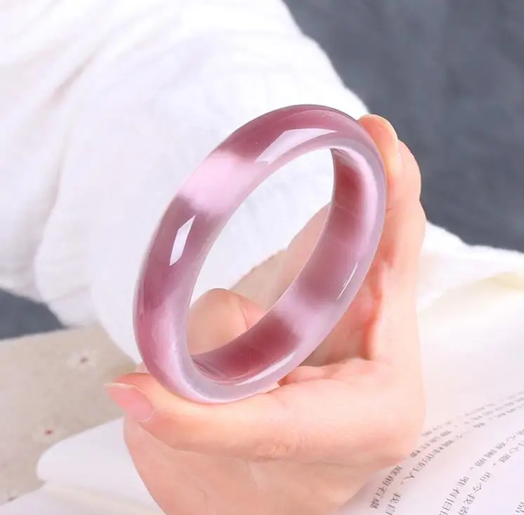 

Genuine Dark pink Natural Cat Eye Stone Bangles Women Lucky Gift Help Marriage Bracelet Jewelry JoursNeige
