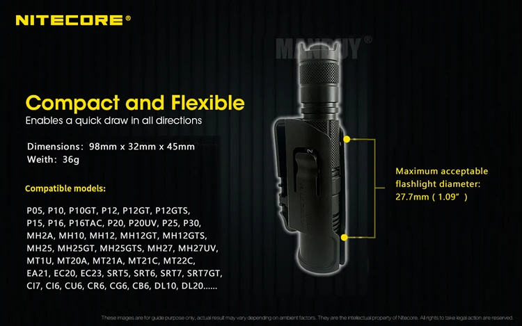 NITECORE NTH10 кобура держатель для фонарей Универсальный 25,4 мм ремень для охоты профессиональный аксессуар " фонарь