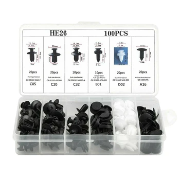 

100Pc Auto Car Fender Liner Fastener Bumper Interior Trim Retainer Push Clip Pin