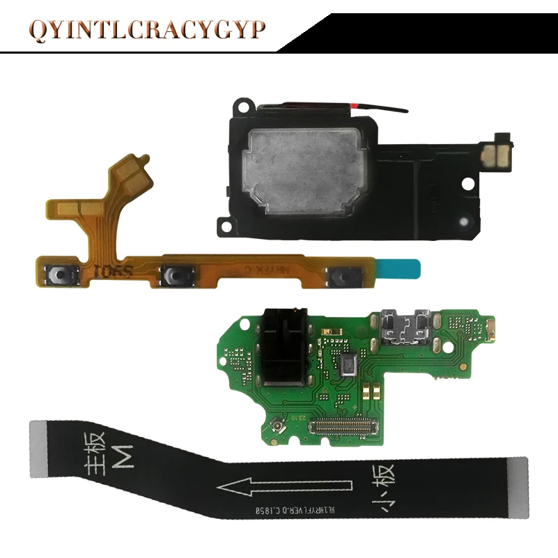 

Phone Parts For Huawei P Smart 2019 Power On/Off Volume Button Main flex For P Smart 2019 Loud Speaker Charging Port