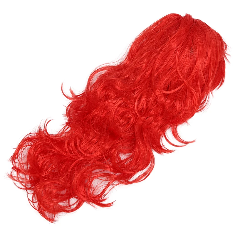 Women's Long Curly Fancy Dress Wigs Red Cosplay Costume Ladies Wig Par