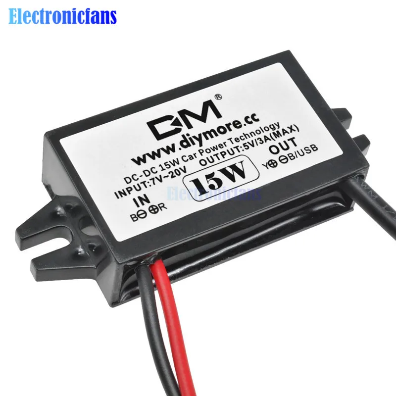 DC 12V to 5V Step Down Модуль питания USB Female Port Converter Potting Waterproof Power Module for phone