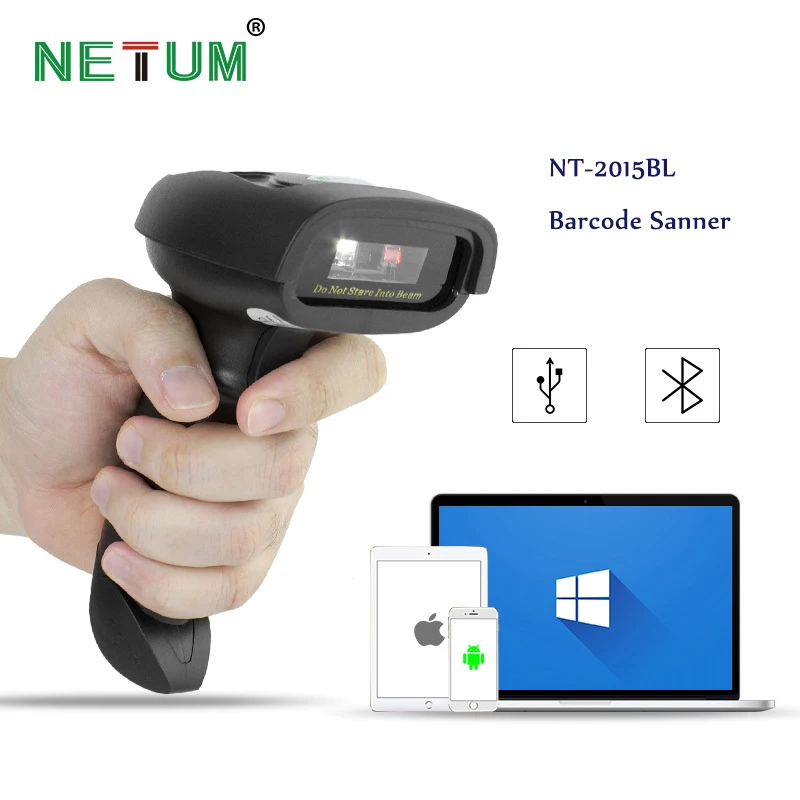 

NETUM Wireless Bluetooth Barcode Scanner USB Port Handheld Portable 2D Bar Code Reader for Cash Register NT-2015BL