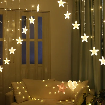 

SNEWVIE Christmas Lights 220V Romantic Fairy Star LED Curtain String Lighting for Home Bedroom Wedding Garland Party Decoration