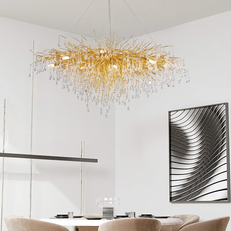 

Nordic Luxury Gold Crystal LED Chandelier LOFT Villa Large Lustre Ceiling Chandeliers Living Room Hotel Hall Decoration Lighting