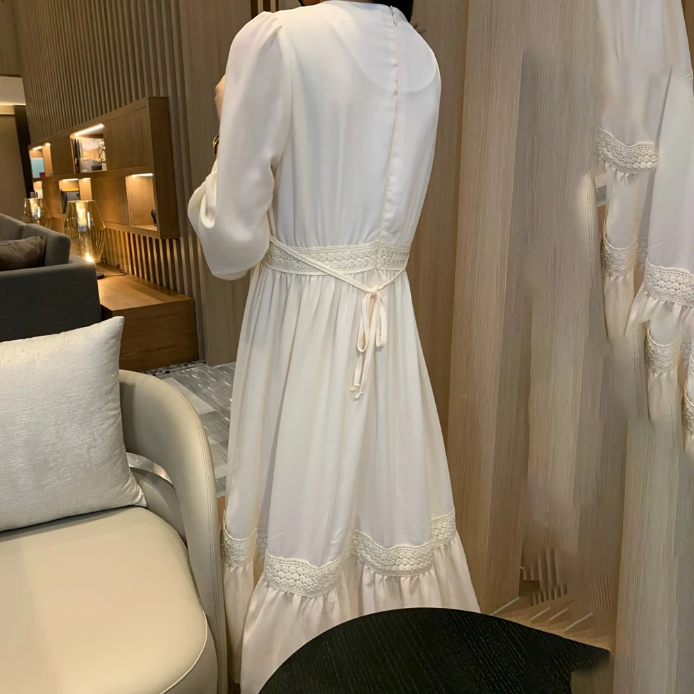 【在庫処分セール】 女性のためのエレガントなドレス,新しい,気質,無地,カジュアルスタイル,日本のファッション,ラウンドネック,長袖,秋