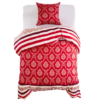 

Vidaxl PCs. Bedding Set stripe design 155x200/80x80 cm red