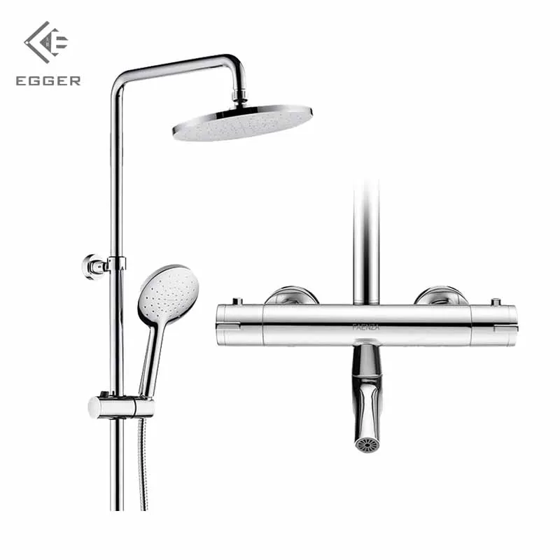 

EGGER Bathroom Home Thermostatic Shower Set Copper Plating Wall-Mounted Shower Set Ceramic Spool Adjustable Dual Control Shower