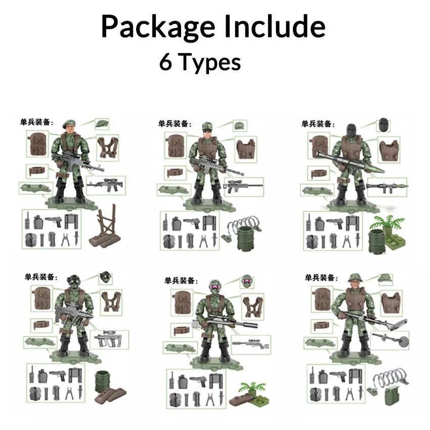 CL Soldier 6 set Мини-солдат набор спецназ специальные полицейские фигурки с строительными блоками пистолет армии совместимы все основные бренды игрушки подарок дропшиппинг - Цвет: CL Soldier 6 set