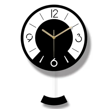

Creative Acrylic Swing Wall Clock Black and White with Mute Wall Clock Suitable for Living Room Office