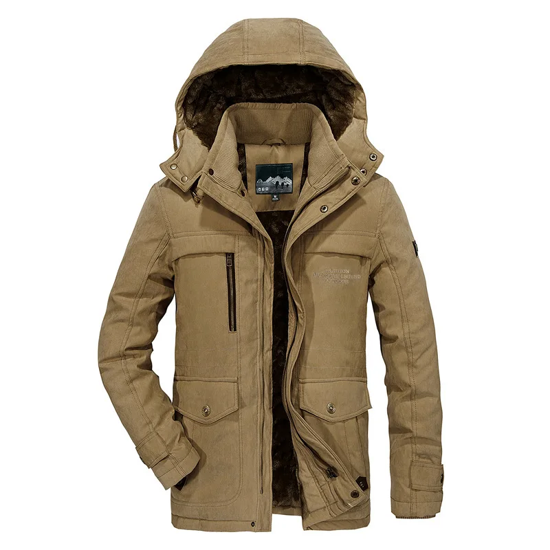 Зимние толстые теплые флисовые парки с капюшоном куртки для мужчин грузовая одежда пальто размера плюс 4XL 5XL 6XL - Цвет: ASIAN SIZE DXC818 C