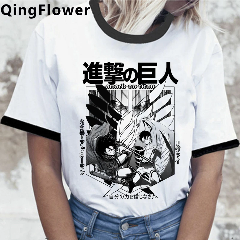 Camiseta de ataque a los Titanes de Shingeki No Kyojin Levi para mujer, blusa informal vintage, playera blanca, de verano|Camisetas| - AliExpress