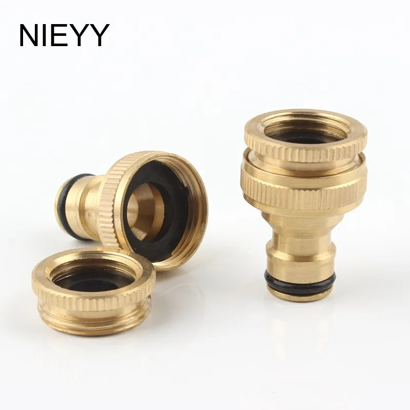 

1pc Brass 1/2" To 3/4" Female Thread Quick Connectors Washing Machine Car Wash Faucet Tap Joints Garden Irrigation Hose Adapter