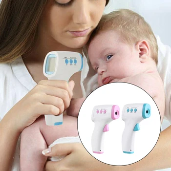 

Fast Reading Forehead Ear Fever Monitor Non Infrared Thermometer Handheld Battery Operated LED Backlight Hospital