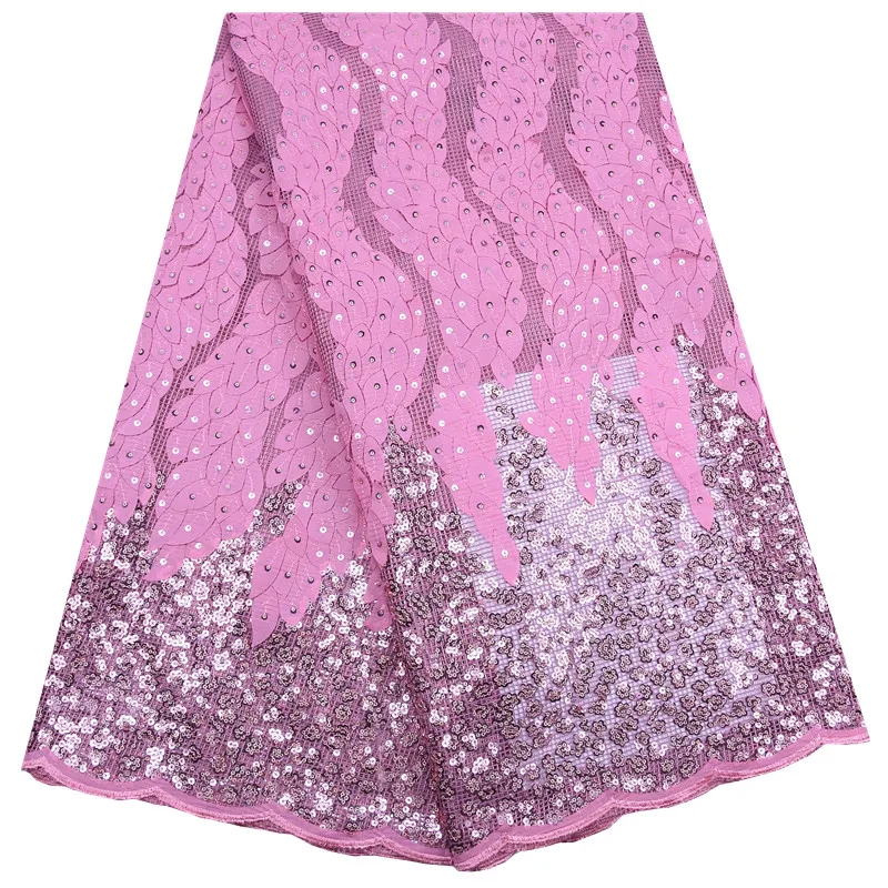 

Latest African Sequins Lace 2020 High Quality Lace Embroidered French Nigerian Mesh Sequins Lace Fabrics For Evening Dress