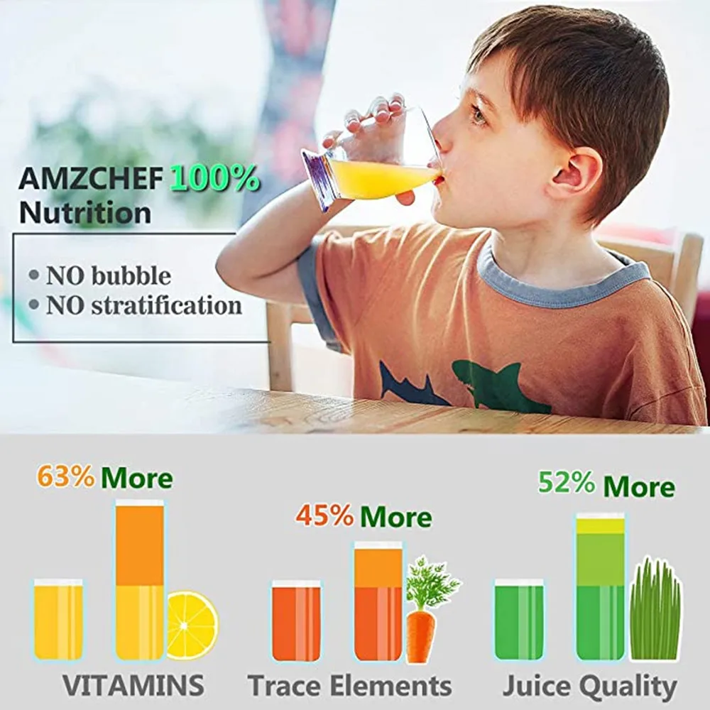 AMZCHEF Automatic Orange Juicer Slow Juicer Electric Smoothie Blender Juicer Machine Soybean Milk Soybean Grinding Machine Mixer