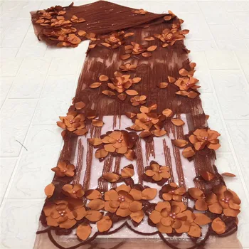 

2020 New Style French Net Lace Fabric 3D Flower African Tulle Mesh Lace Fabric High Quality African Lace Fabric