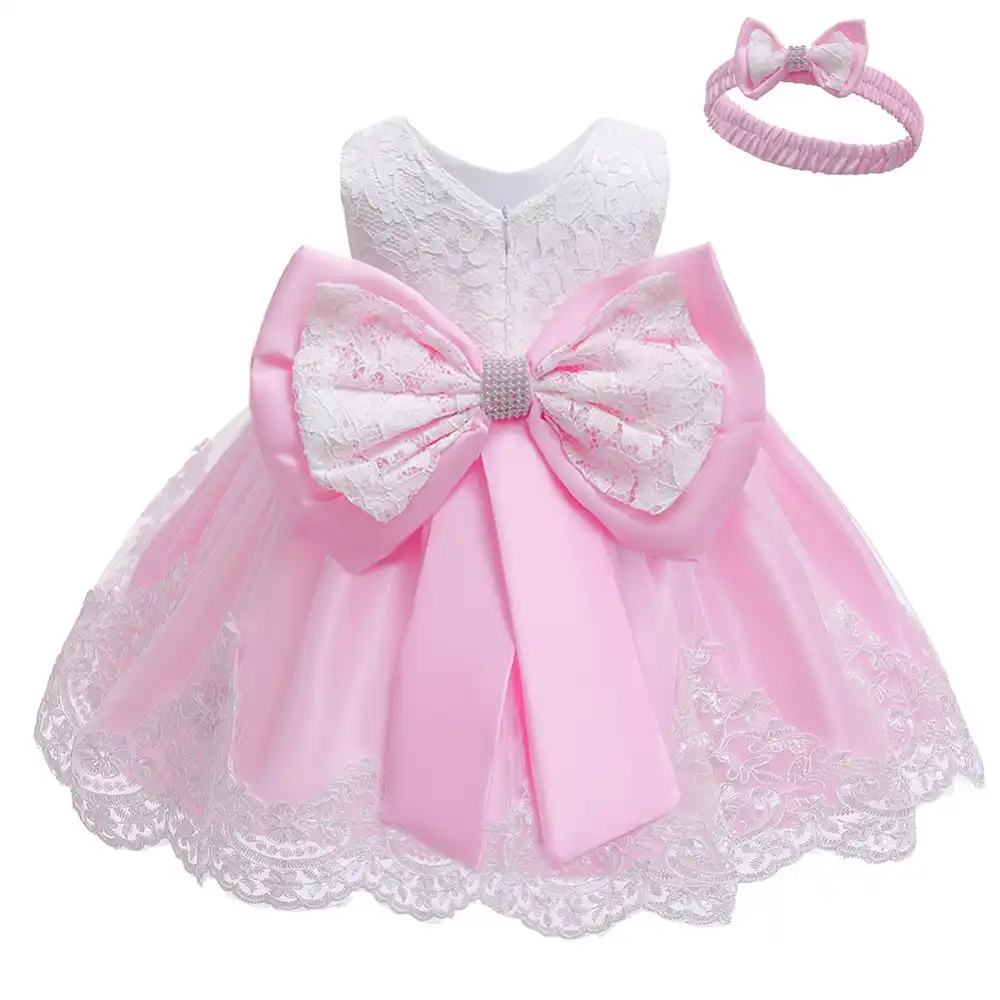 Vestido De Bebe Neonato Para Nina De 1 Ano Vestidos De Cumpleanos Para Ninas Con Lazo De Encaje Vestido Elegante De Fiesta De Princesa Vestido De Flores Para Ninas Aliexpress